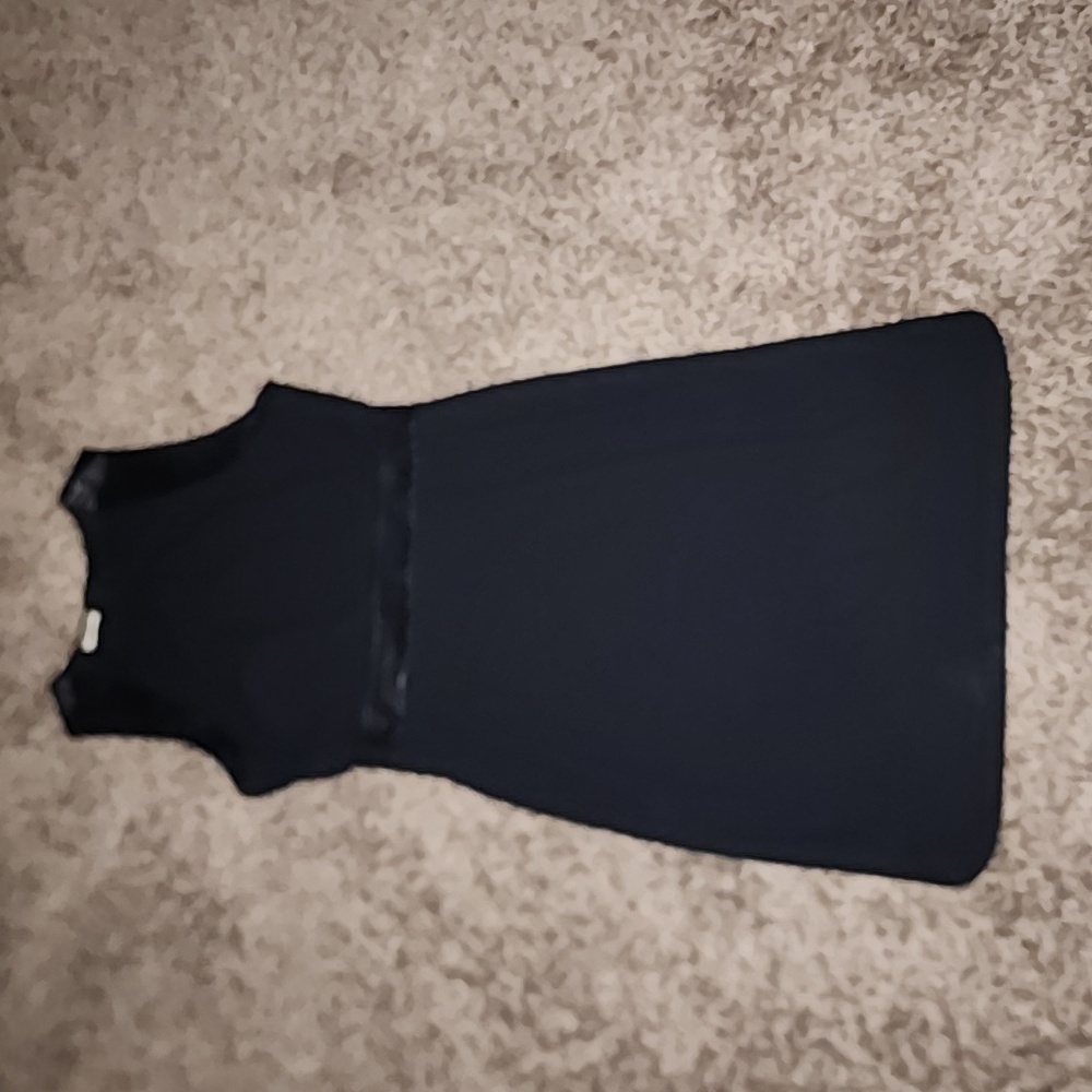 L'AGENCE REAL LEATHER TRIM BLACK SIDE SLIT PENCIL SHEATH DRESS EUC - Picture 5 of 8
